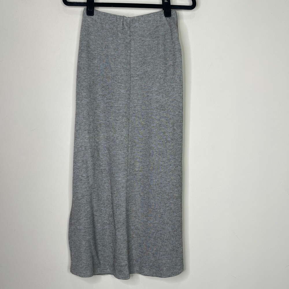Zara Double Front Slit Wool Blend Ribbed Midi Skirt Women's Size Small - Picture 7 of 8